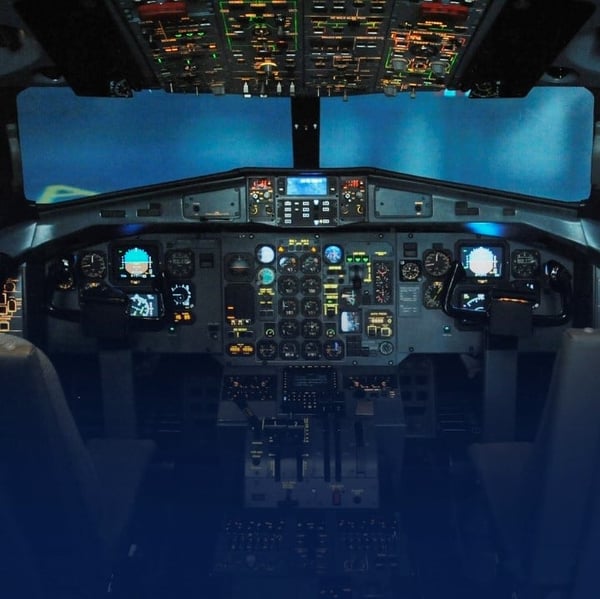 Military plane cockpit for haptic simulation